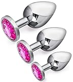 Anal Plug 3pcs – Jeweled Butt Plugs – Luxury Anal Sex Toys – Steel Butt Plug for Men & Women – Sex Massage (Pink)