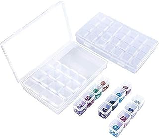 Perzomido 2 Pack 28 Slots Plastic Craft Organizer Case Diamond Storage Box(2pcs)