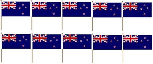 Pack Of 10 X Flag of NEW ZEALAND Held Flags 21cm x 14cm