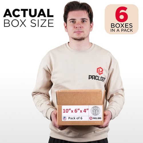 Image of Small Cardboard Boxes 10 inchL x 6 inchW x 4 inchH (Pack of 6) - USA-Made Packing Boxes for Moving, Shipping, or Storage - USPS, UPS, FedEx Approved - Professional Packing Supplies for Moving