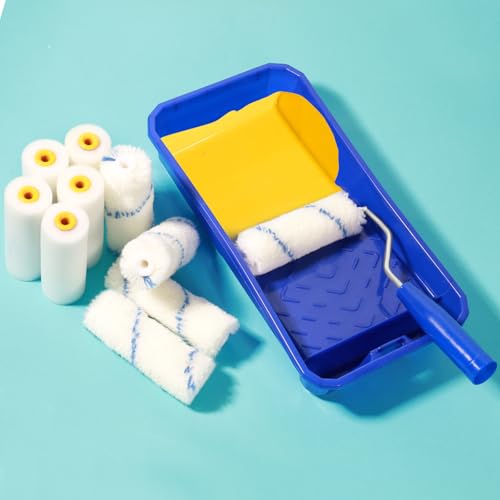 Juegos de bandejas para pintar sin marcas con minirodillos de espuma suaves de 12 piezas 6