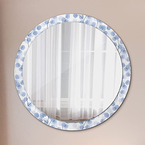 Miroir rond suspendre cadre verre imprimé branches feuilles décoration murale