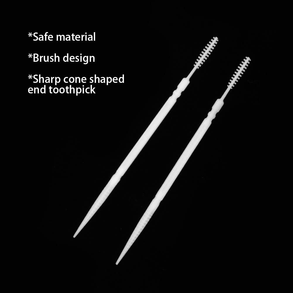 100Pcs Double Head Plastic Toothpick, Floss Interdental Brush Teeth Stick, Floss Interdental 2 in 1 Disposable Plastic Multicolor Pick Braces Cleaner Brush (Mrisatamxgzk8pu41-06)