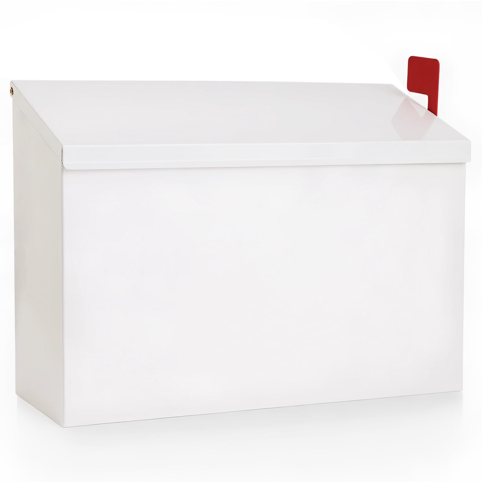 Wall Mount Mailbox for Outside with Flag, Galvanized Steel Mail Box for Post Outdoor, Large Capacity Rust-Proof Metal Postbox for House, with 3 Sets Mailbox Numbers, 14.2"x9.5"x4" White-image-33