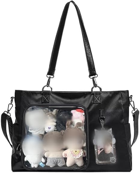 Cute Ita Bag Crossbody Bag, Messenger Bag for Doll anime Pin Display Storage, Kpop Fan Kawaii School Bag Purses, Shoulder Bag with Transparent Insert Display Pocket