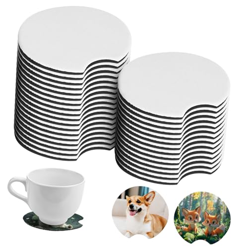 VALICLUD 36 Piezas Posavasos de Coche Redondos de Neopreno Resistentes y para Portavasos Impermeables y Fáciles de Limpiar para Sublimación y Manualidades