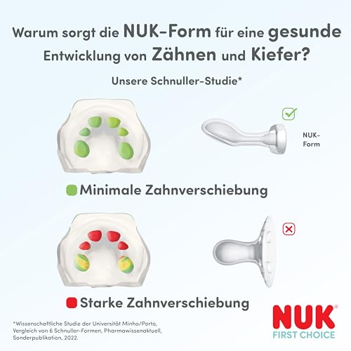 NUK First Choice Classic Day & Night Baby Schnuller | 0-6 Monate | Orthodontische Schnuller, die im Dunkeln leuchten | 95% Akzeptanz bei Babys** | Blau | 4 Stück