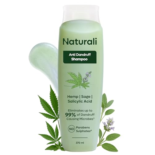 Naturali Anti Dandruff Shampoo with Sage & Salicylic Acid | No Sulphate No Paraben Shampoo | Calms Itchy Scalp | Exfoliates flaky scalp | Soothes Inflammation | 370 ml