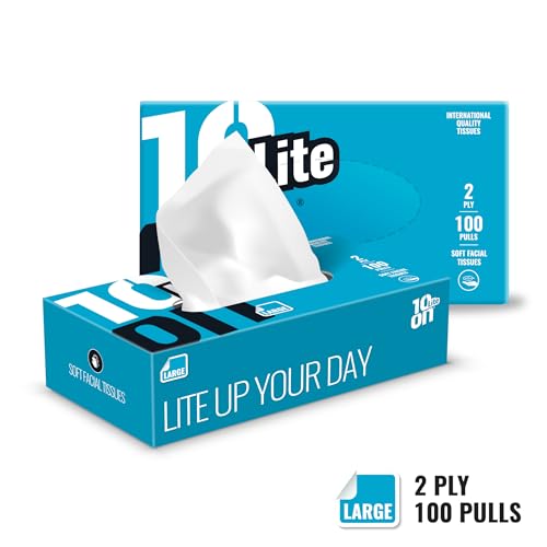 Image of 10on Lite Soft Facial Tissues - Large Size - 2 Ply Napkin, 100 Pulls,Size 20 x 19 cms
