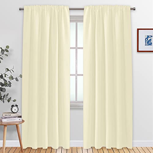 ALLJOY Room Darkening Blackout Curtains 84 Inches Long, Thermal Insulated Curtains 2 Panels Sets, Light Blocking Curtains for Living Room, Soft Blackout Curtains Bedroom Cream,Rod Pocket Wide 52 Inch
