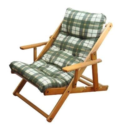 MAURY'S Poltrona Sdraio Harmony Relax Comodona in Legno 3 posizioni con Cuscino Imbottito (Verde Scozzese)