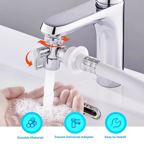 3 Wege Umschaltventil M22 x M24 Wasserhähn Duschschalter Diverter Ventil Massives Messing Chrom Poliert T Adapter Dusche Umschalte Wasserhahn Umstellventil für Küche Bad Duschsystem Waschbeckenbrause