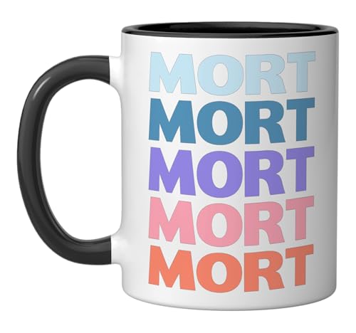 Taza de cerámica moderna diseño texto Mort negro/blanco miniatura 1