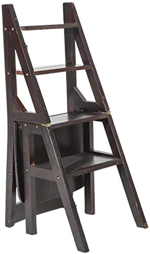 Silla de escalera de madera convertible y multifunción con cuatro peldaños estables