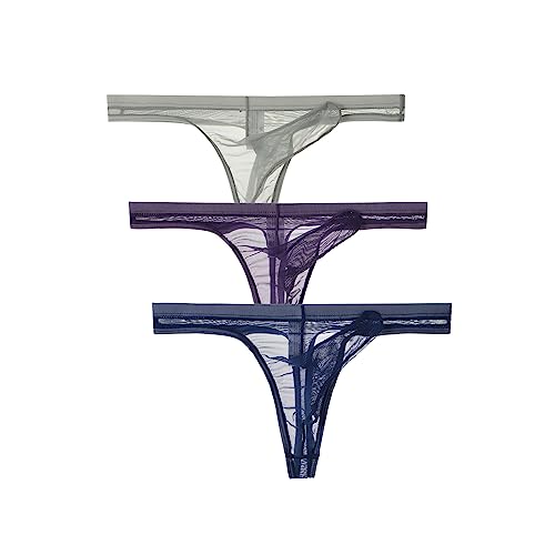 Men's Mesh Ultra-Thin Elephant Nose Pouch Thong Underwear Transparent Male Panties