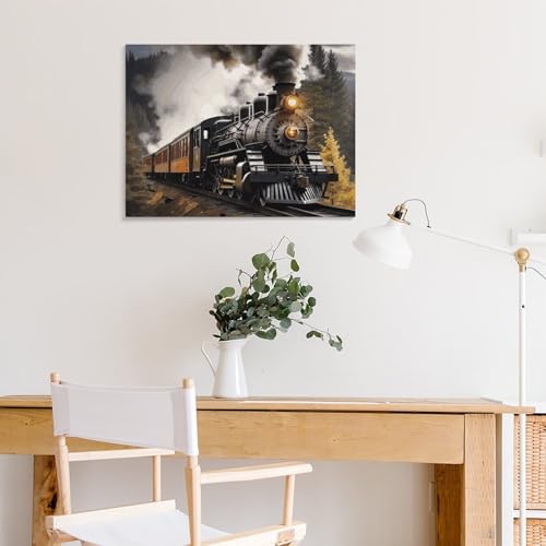 Toile train à vapeur de prestige | Décoration murale raffinée - 8