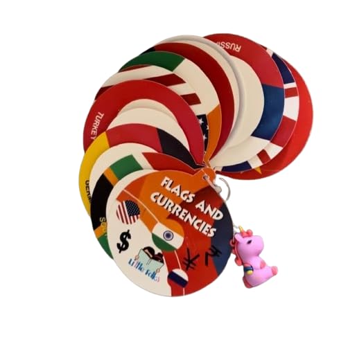 LITTLEFOLKS Currencies & Flags Flash Cards -Velcro Activity Book|Montessori Toy|Birthday Gift for Kids Age 1-6|Toddlers Busy Binder|Travel Friendly Toy