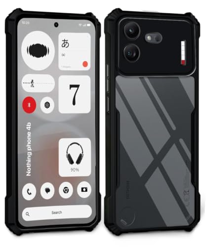Image of WOW IMAGINE Shock Proof Clear Back Case Mobile Cover for Nothing Phone 4b 5G (Hard | Hybrid PC + TPU | Full Armour Device & Camera Protection | Black)
