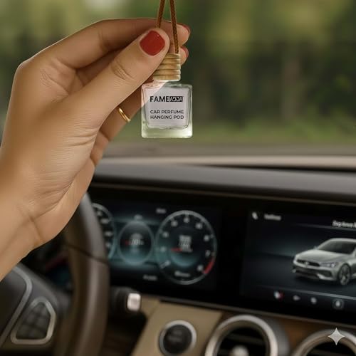 Image of 10 ML Pack of 6 Premium Rose Lavender Jasmine Lemon Sandalwood & Vanilla Car Perfume Luxury Air Freshener /Natural Fragrance Oils in Glass Bottle with Wooden Diffuser Lid /Last Upto 60 Days
