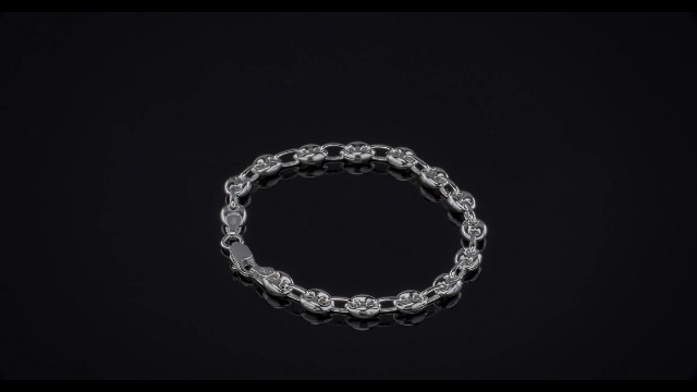 Bling Jewelry Braccialetto Unisex In Argento Sterling .925 Con Catena Marina A Maglia D'Anfora Puff Per Donne E Uomini Larga 6 Mm E Lunga 7 Pollici