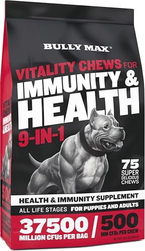 Bully Max 9-in-1 Dog Multivitamin, 75 Soft Chews - Dog Vitamins and Supplements with Glucosamine...