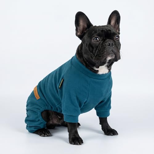 Fitwarm 2 Pack Lightweight Fleece Dog Pajamas, Warm Winter Dog Clothes for Small Dogs Boy Girl, Fuzzy Pet Onesie with Feet, Light Sky Blue, Turquoise, Medium - Image 5
