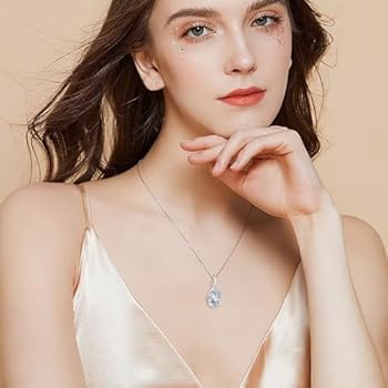 Molioaki Damesketting, 925 sterling zilver, met hartvormige hanger, 45 5 cm lengte, hypoallergeen, geboortesteen, halsketting met zirkonia, cadeau voor vrouwen, Valentijnsdag, verjaardag, Moederdag