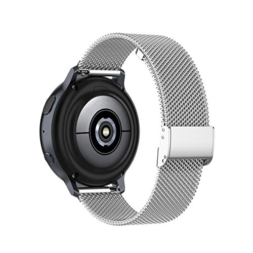 KOMI Malla Correas de reloj de repuesto para Samsung Gear S2 Classic, liberación rápida pulsera de acero inoxidable compatible con Galaxy Watch 42 mm, Gear Sport (20 mm, plata)