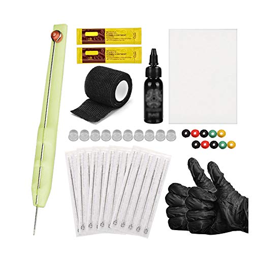Tattoo Kit Tattoo Needles Set Hand Poke Stick Tattoo Kit Power Supply Pen 1 3 5 7 9RL with Handle Bandage for Tattoo Artist