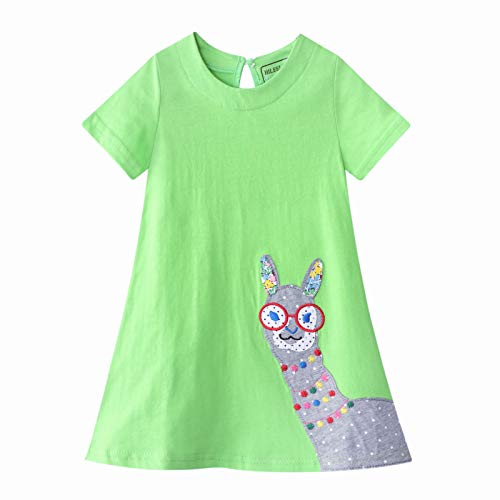 Image of HILEELANG Toddler Girl Cotton Casual Dress Summer Short Sleeve Basic Tunic Playwear Shirt Dresses