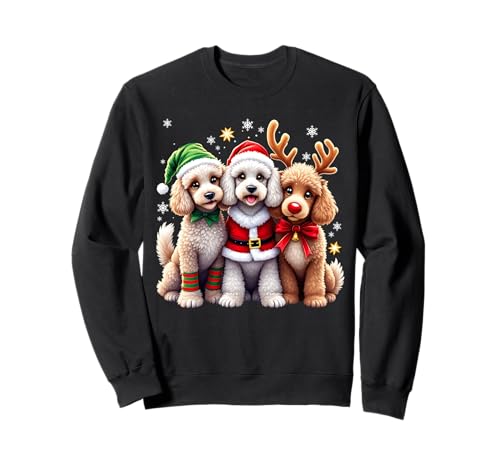 Poodle Christmas Dogs Funny Santa Reindeer Elf Holiday Felpa