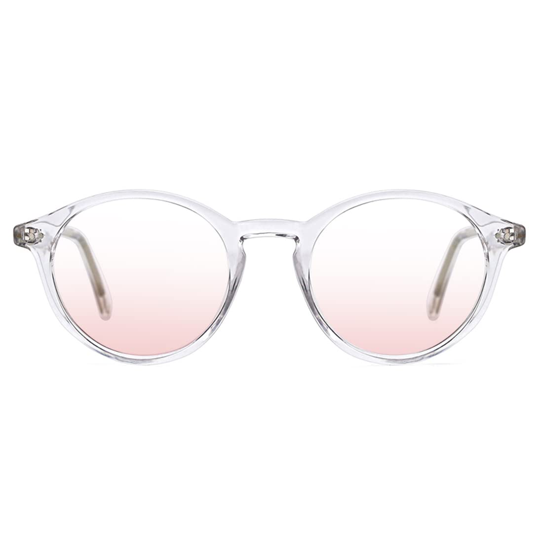 TIJN Blue Light Blocking Glasses Men Women,Vintage Round Frame Eyeglasses | Flexible Lightweight Frames with Red Orange Clear Lens for Computer Gaming Sleep Daily,Anti UV Blue-Ray Glare Screen Fatigue