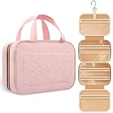 HOTOR Travel Toiletry Bag for Women with Hanging Hook - Portable Cosmetic Case, Toiletry Bag for Traveling Women, Waterproof Travel Essentials, Pink