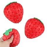 2 Pcs Strawberry Squishy Strawberry Stress Ball Squeezing Stress Relief Toy Birthday Gifts Partied Decoration Favors for Women Men Adults 18+