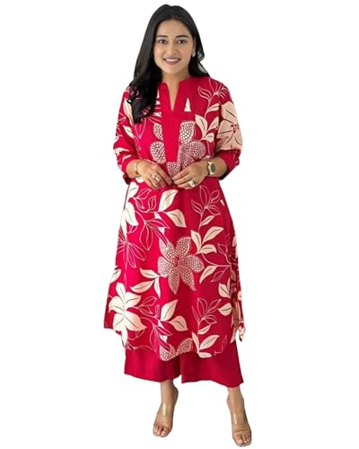 Image of GoSriKi Women's Rayon Viscose Straight Printed Kurta with Palazzo