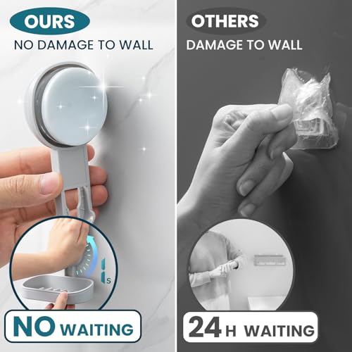Image of TAILI Soap Holder, Soap Dish for Shower Suction Cup, Bar Soap Holder, Grey | Removable Soap Holder Shower, Soap Tray for Shower Wall, No drill Sponge Holder, Bathroom & Kitchen, Bath Accessories