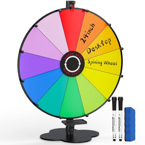 ORWOD 24" Tabletop Spinning Prize Wheel with Heavy-Duty Metal Stand