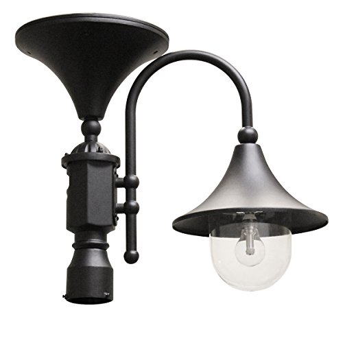 Gama Sonic Everest Outdoor Solar Lamp Post Light, Black Aluminum Downlight Design, 3-inch Fitter for Posts or Pier Mount (Sold Separately), Warm White Light 2700K, 109012