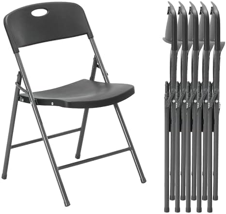 DUMOS 6 Pack Folding Chairs Heavy Duty with Ergonomic Back – Plastic Stackable Portable Dining Chiars Set, for Home and Office, Conference, Wedding, Party, Patio, Garden, for Indoor Outdoor, Black DUMOS 6 Pack Folding Chairs Heavy Duty with Ergonomic Back – Plastic Stackable Portable Dining Chiars Set, for Home and Office, Conference, Wedding, Party, Patio, Garden, for Indoor Outdoor, Black