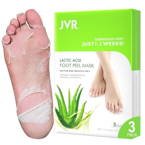 JVR Fußmaske, 3 Paar Milchsäure Fußpeeling Maske, Feuchtigkeitsspendende Fussmaske, Hornhaut Socken, Natürlich Sanft Fußpflege, zur Entfernung von Abgestorbene Haut, Repariert Raue Fersen (Aloe Vera)