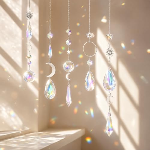 228Pcs DIY Suncatcher Kits for Adults, Crystal Suncatchers for Windows, Silver Sun Catcher Window Prism Rainbow Hanging Crystals Crafts for Women Garden Home Decor Gifts for Mother Wife Daughter - 3