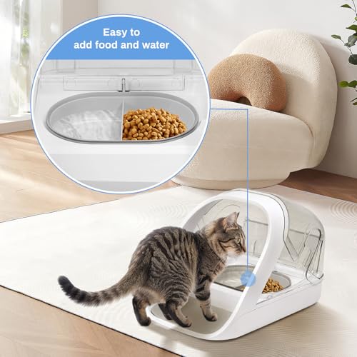 Feriva Matte und Napf im Set für Mikrochip-Futterautomaten, 1 Einzelne Schale, 1 Geteilte Schale, und 1 Matte, Anzug für Nass und Trockenfutter, Lebensmittel frisch halten, Leicht zu Reinigen