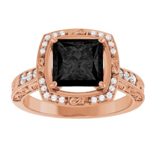 Prachi Jewel 2-4 CT Princess Cut Black Diamond Antique Engagement