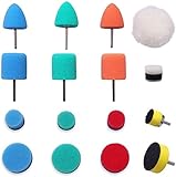 Mini Buffing Polishing Pads, 16Pcs Mini Detail Polisher Pads Use On Rotary Tools,Cordless electric drill, Mini Polisher Tool for Tight Area Detailing Polishing Waxing And Sealing Glaze -HTDEPMIXUS
