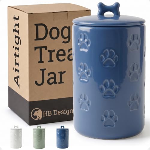 Dog Treat Container Airtight, 5"W x 9"H, Ceramic 7 Cups Big Treats Canister