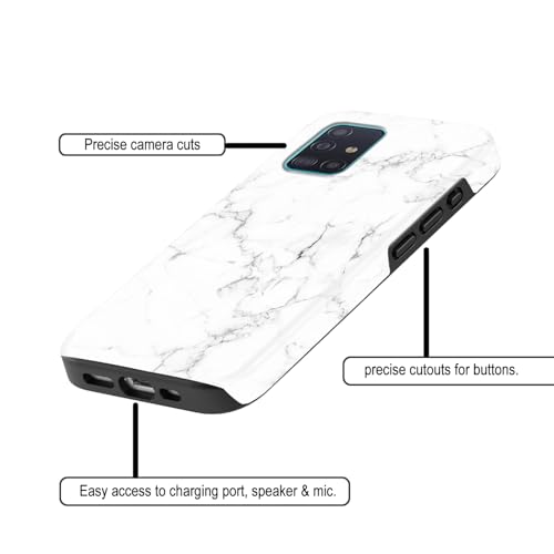 Image of COLORflow Back Cover Compatible with Samsung Galaxy A71 | Beautiful White Marble | Designer Printed Glossy Armoured Bumper Back Cover Compatible with Samsung Galaxy A71