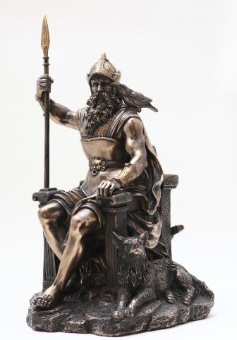 Odin Statue Norse god Bronze Finishing Cold Cast Resin Statue 12 3/8" tall