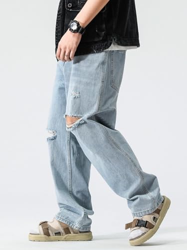 Jeans Pants Trouser Denim Street Handsome Piercing Men's Versatile Style Trendy Casual Urban Commuter3