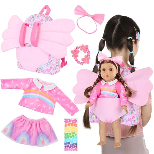 Ecore Fun 6 Pcs 16-18 Inch Doll Backpack Carrier Set Clothes & Accessories