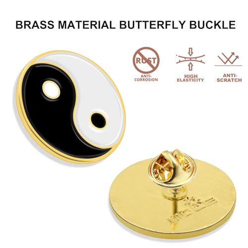 Image of 10 /20 /50 /100Pcs Round Yin Yang Black and White YinYang Symbol Enamel Lapel Pin Bulk